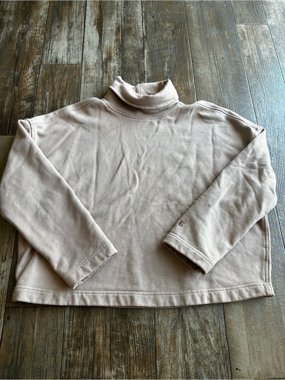Everlane Womens Organic Cotton Beige Turtleneck Pullover Sweater Beige Sz S